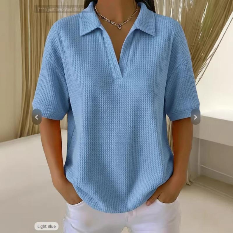 

Summer women s short sleeve T-shirt tops L синій