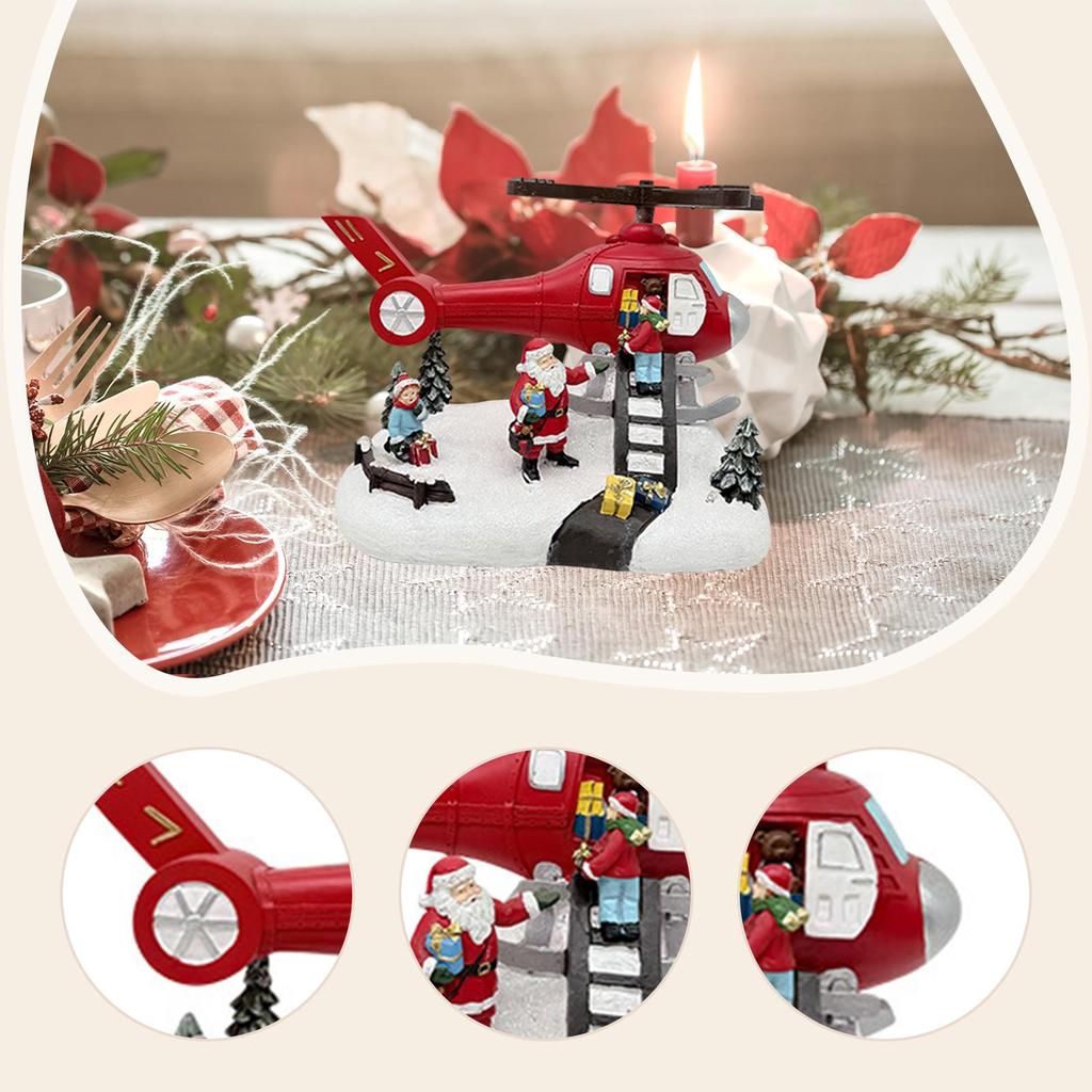 Christmas Musical Box Resin Collectible Decorative Piece Desktop with Lights