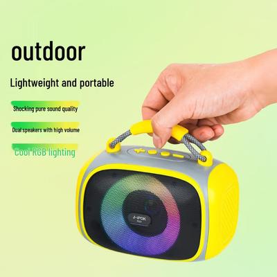 Portable Bluetooth Speaker with FM Radio, TWS Pairing, Card Slot & Colorful Lights for Outdoor Use