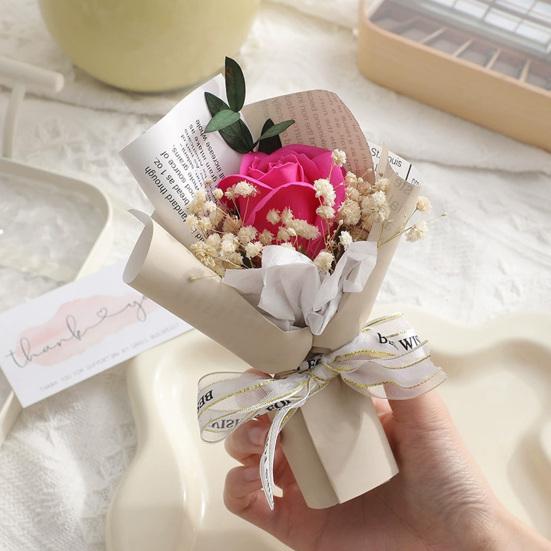 Mini Artificial Rose Bouquet Handcrafted Simulated Carnation Flower Decoration Romantic Valentine's Day Birthday Mother Wife Girlfriend Gift