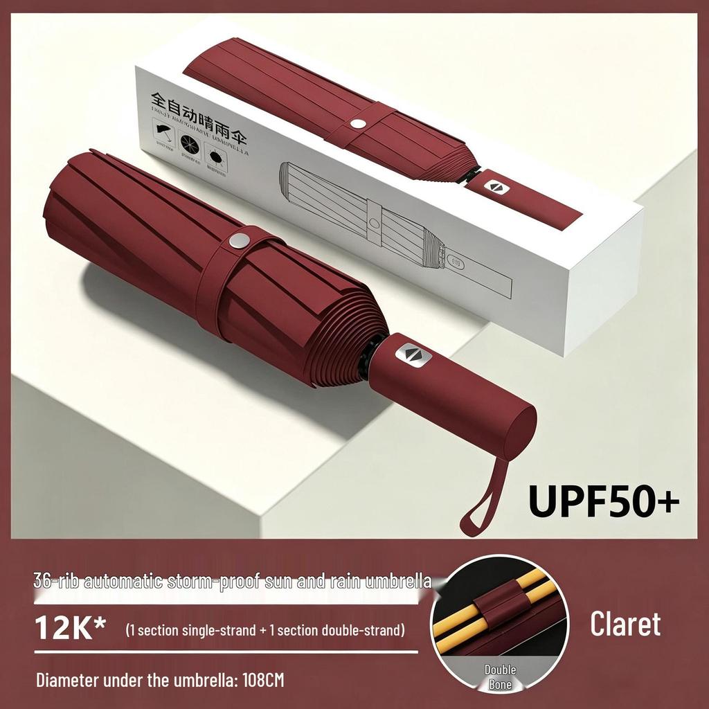 Buckle Automatic Enlarged Sunshade Umbrella - Dual Use for Sun and Rain