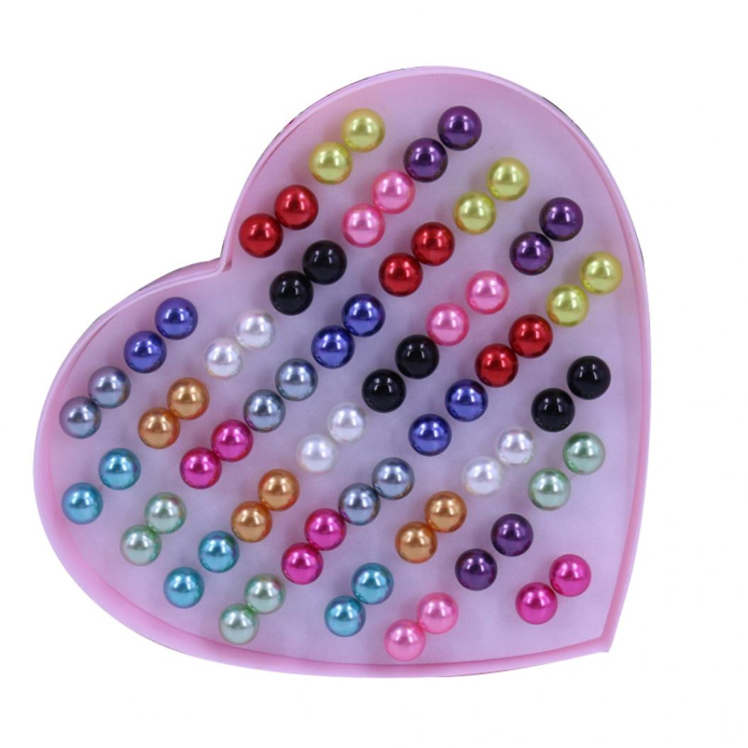 

Fashion Ear Jewelry 36 Pairs Stainless Steel Colourful Cute Faux Pearls Stud Earrings 10mm