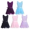 Vestito da tutù da balletto senza maniche in cotone per ragazze Body da ginnastica Gonna in chiffon Ballerina Party Dancewear