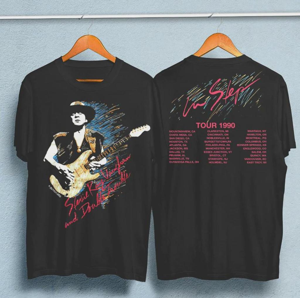 Maglietta Grafica Vintage Stevie Ray Vaughan ''In Step Tour 1990'' Unisex Taglia S-4XL