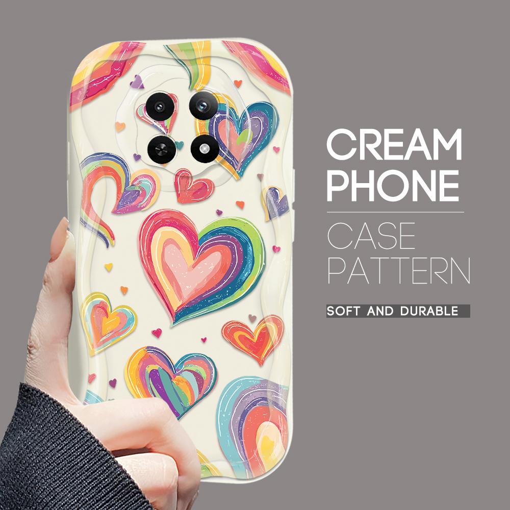 Carcasă cu textura cremă cu model de desene animate, cu margine ondulată, husă din silicon moale pentru telefon pentru OPPO Reno Realme OnePlus Vivo