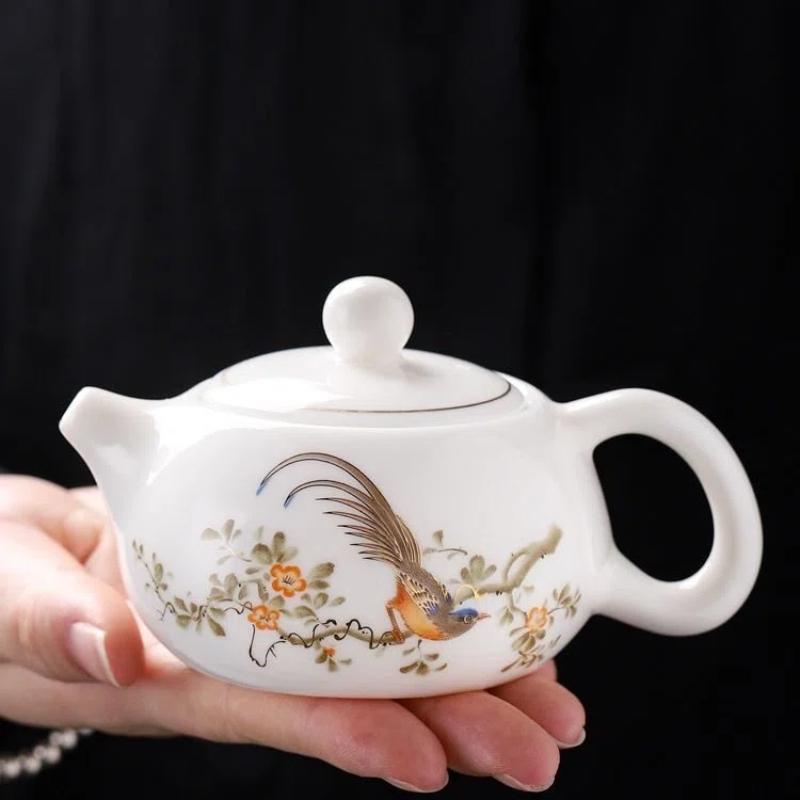160ML Elegant Jade-White Ceramic Xishi Teapot – Classic Chinese Teaware for Home Brewing & Daily Tea Rituals