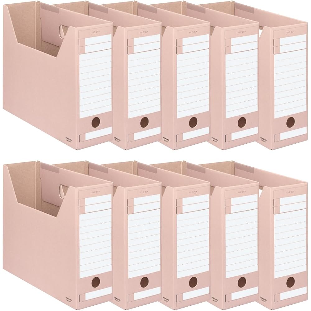 Kokuyo File Box, D Type, Storage Width 94 mm, A4, 10 Pcs, Pink