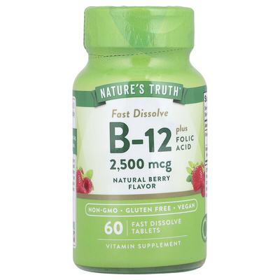 Vitamin B-12 Plus Folic Acid, Natural Berry, 2,500 Mcg, 60  Fast Dissolve Tablets