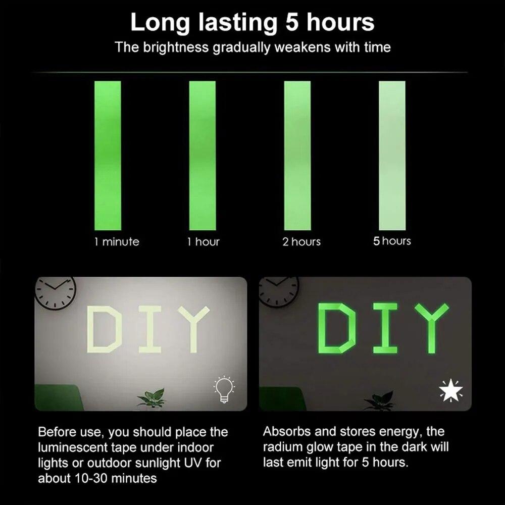 Leuchtendes fluoreszierendes selbstklebendes Band, zur Lichtemission im Dunkeln, Sicherheits-Heimdekorations-Warnband, 30 mm*3 m