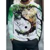 Spring Autumn Fashion Comfortable Loose Soft Casual Versatile Round Neck Long Sleeve T-shirt Creative Fun Animal Geometry 3D Printed Men's T-shirt