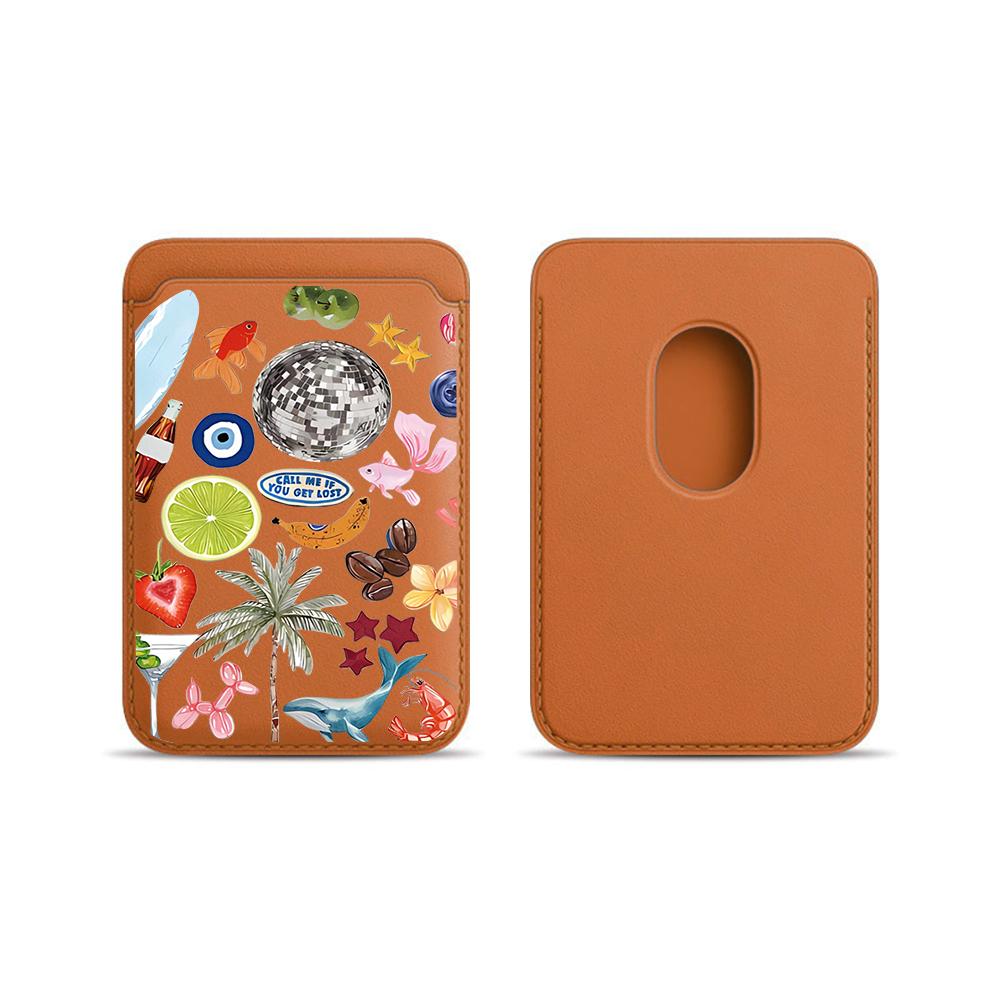 Trend Collage Leder Karten Geldbörse Hülle Handy Kartenhalter Magnetische Hülle Geeignet Für alle iPhone Für Magsafe Karten Handy Rückentasche
