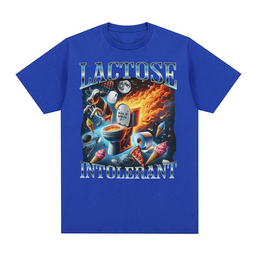 Lactose Intolerant Funny Meme Tee Shirt Men Women's Vintage Casual Short Sleeve T-shirt 100% Cotton Oversized Humor T Shirt Tops