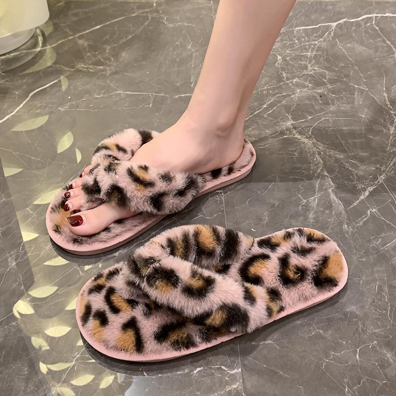 Fashion 2024 New Women's Thick-soled Non-slip Plush Slippers Autumn and Winter New Home Indoor Cotton Shoes Women's Plush Flip-flops