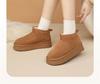 Unisex Genuine Leather Thick-Soled Snow Boots - Versatile Winter Warm Short Boots for Women and Couples
