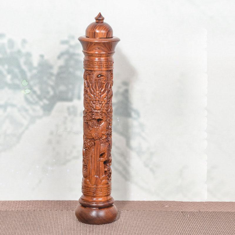 

YXY Handcarved Walnut Redwood Incense Burner Wooden Vertical Stick Incense Holder 33cm High-end Solid Wood Censer for Home Decor