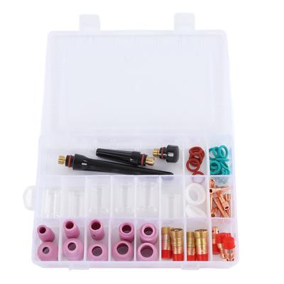 55Pcs TIG Welding Accessory Set Glass Cup Connector Electrode Clamp PTFE Front Cover for WP 17 18