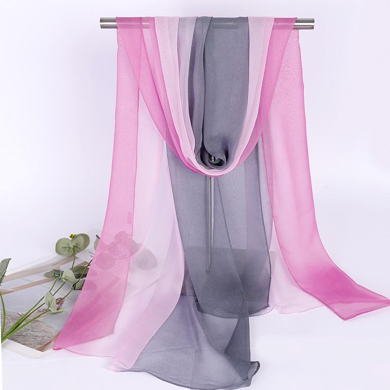 Damen Schal aus Seide mit Farbverlauf: Vielseitiger, leichter Schal für den Sommer, Tanz und Körperformung, lang und dünn aus Georgette.