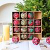 16pcs 6cm Christmas Balls Decorations Plaid Fabric Balls Christmas Tree Hanging Decoration For Home Bedroom Window Display