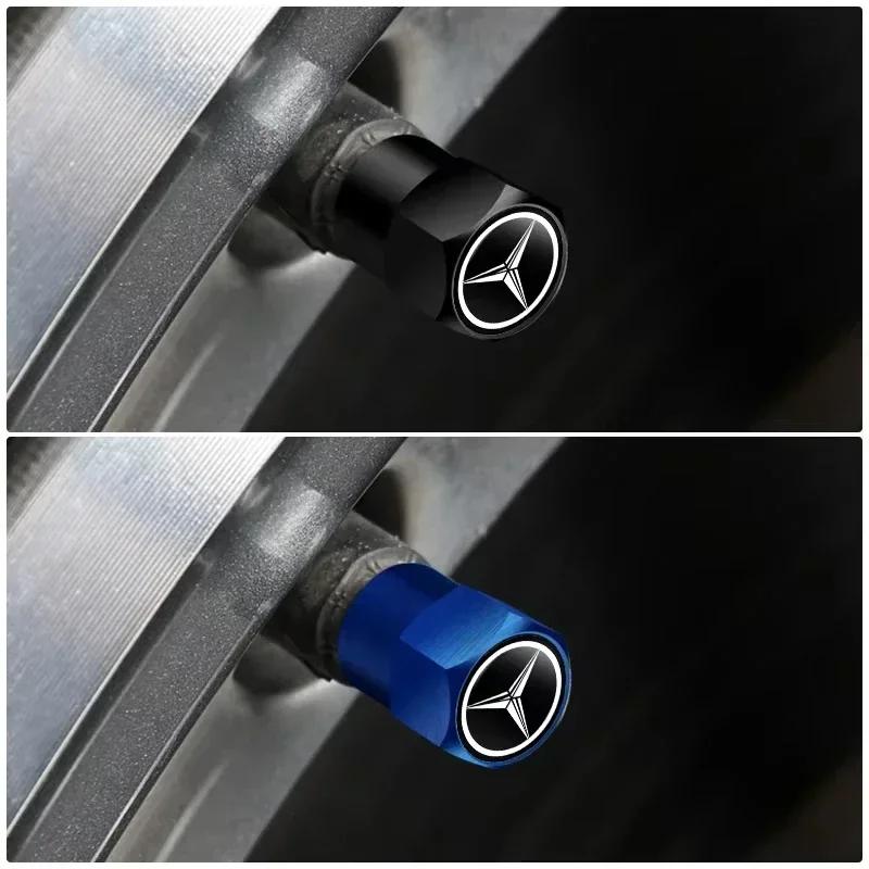 New For Mercedes Benz 4Pcs Metal Car Tire Valve Caps Wheel Dust Cover Car Accessories for Mercedes Benz AMG W204 W211 W212 W213