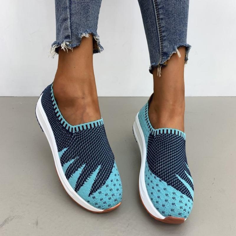 European and American Mesh Single Shoes, New Design for Autumn 2024 Sloping Heel Casual Sports Running Shoes Sneakers Women