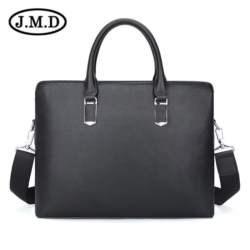 

Мужской деловой портфель и сумка через плечо Jiameida из натуральной кожи чёрный