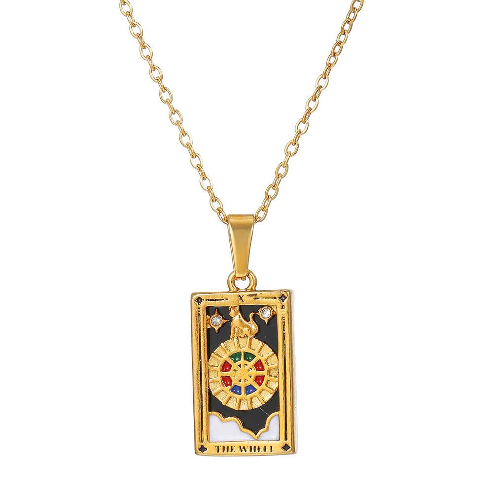 Vintage Stainless Steel Geometric Necklace With Cross Element And Multilayer Chain For Unisex