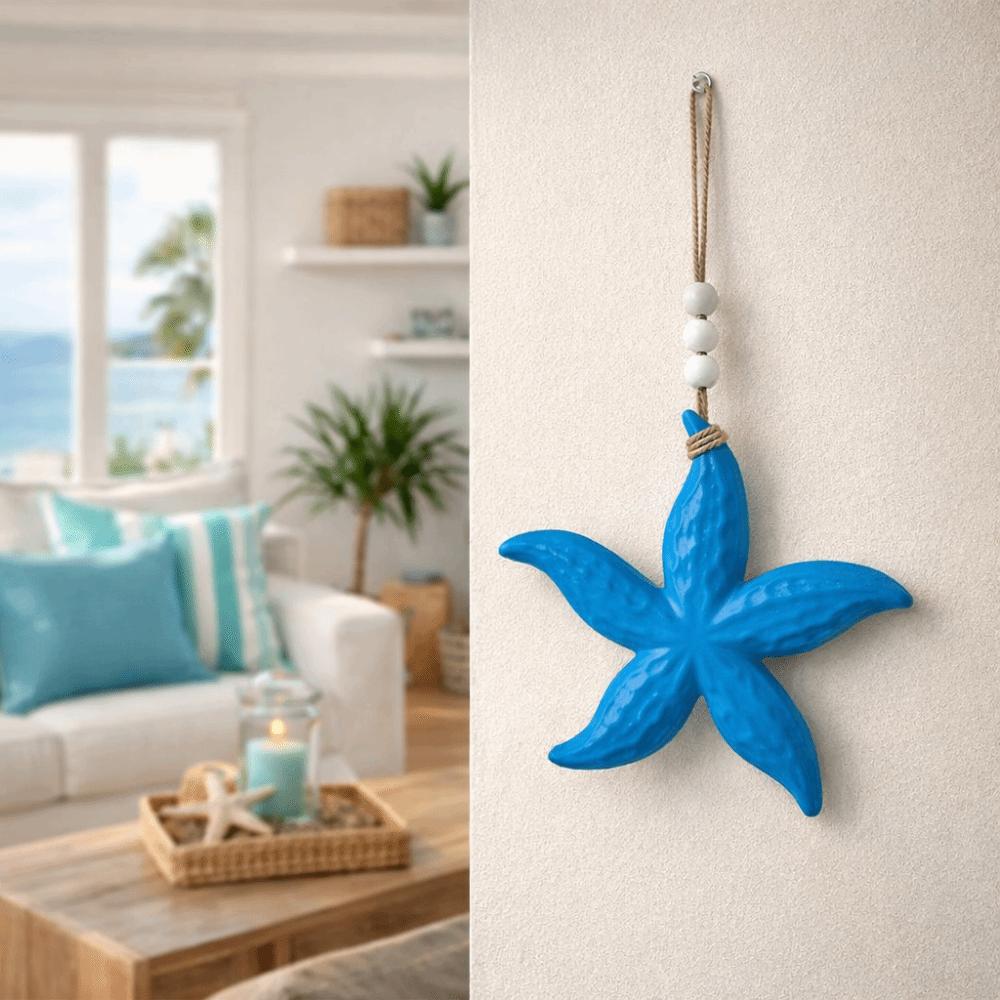 Hanging Nautical Decor Mediterranean Style Ocean Animal Pendants Wooden Starfish Pendants  Interior