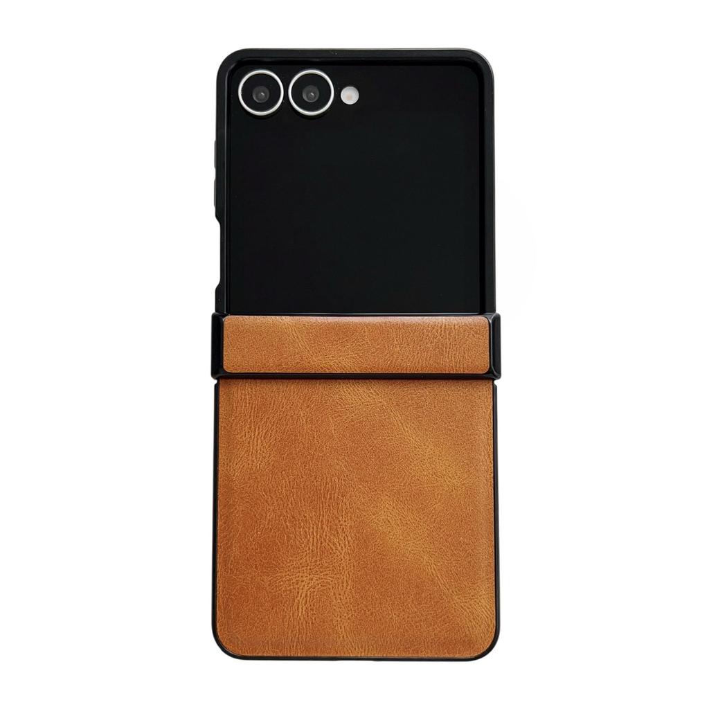 Samsung Z Flip7 Retro Crazy Horse Leather Magnetic Phone Case, Compatible with Flip6/5, Three-Section, Folding Drop-Proof Protective Cover.