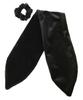 VINGTAINE Velour Long Ribbon Scrunchie Hair Women's Tie, 2-Way, Detachable, H7931-BLACK