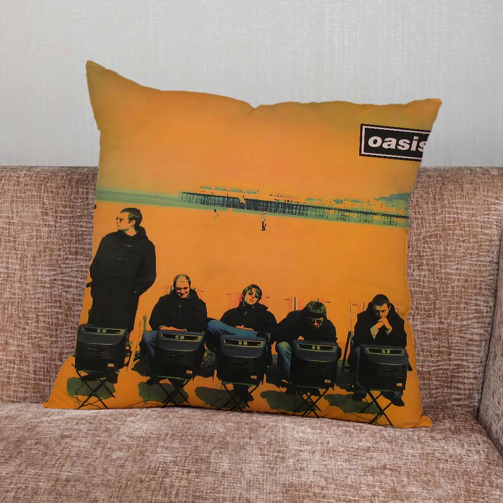 Music O-Oasis Band Pillow Case For Home Bedroom Car Office Decoration Living Room Sofa Cushion Cover Suitable