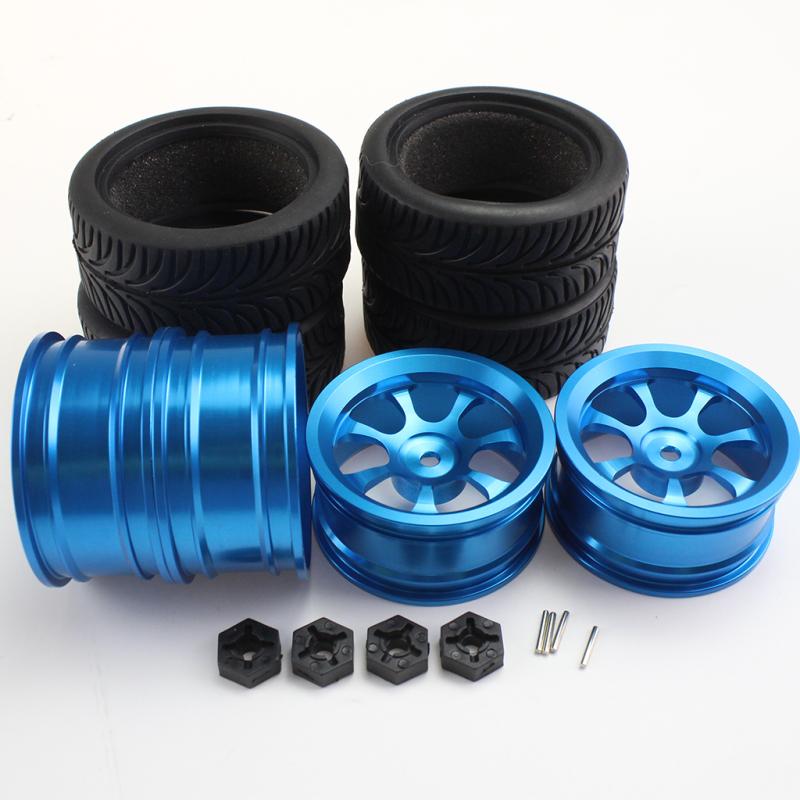 4PCS Rim and Tires with Adapter for WLtoys 1/14 144001 RC Car Parts Aluminium Alloy Wheels Upgrade