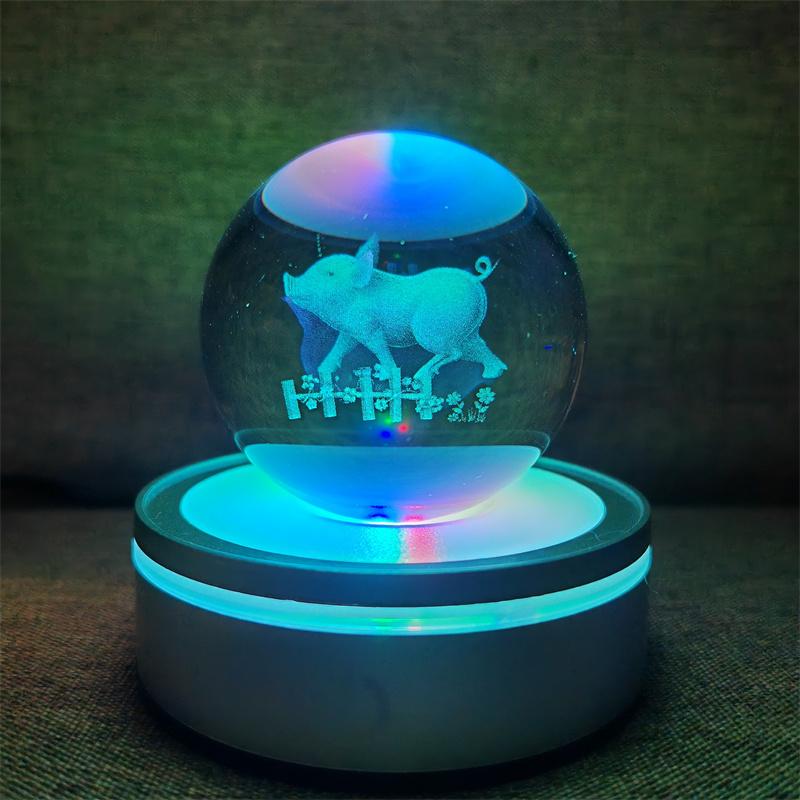 Veilleuse boule de cristal lumineuse planète galaxie astronaute 3D RVB lune lampe de table lampe d'ambiance décorations de table cadeaux pour enfants
