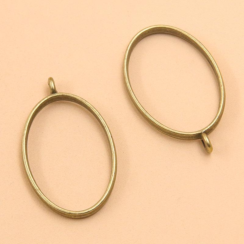 17 Ancient Green DIY Alloy Jewelry Pendants: Moon, Round, Heart with Drip Glue and Hollow Borders.