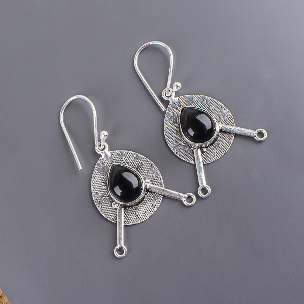 Boucles d'oreilles en tourmaline noire, Bijoux en pierres précieuses, Boucles d'oreilles en argent sterling massif 925, Bijoux de boucles d'oreilles incroyables faits à la main