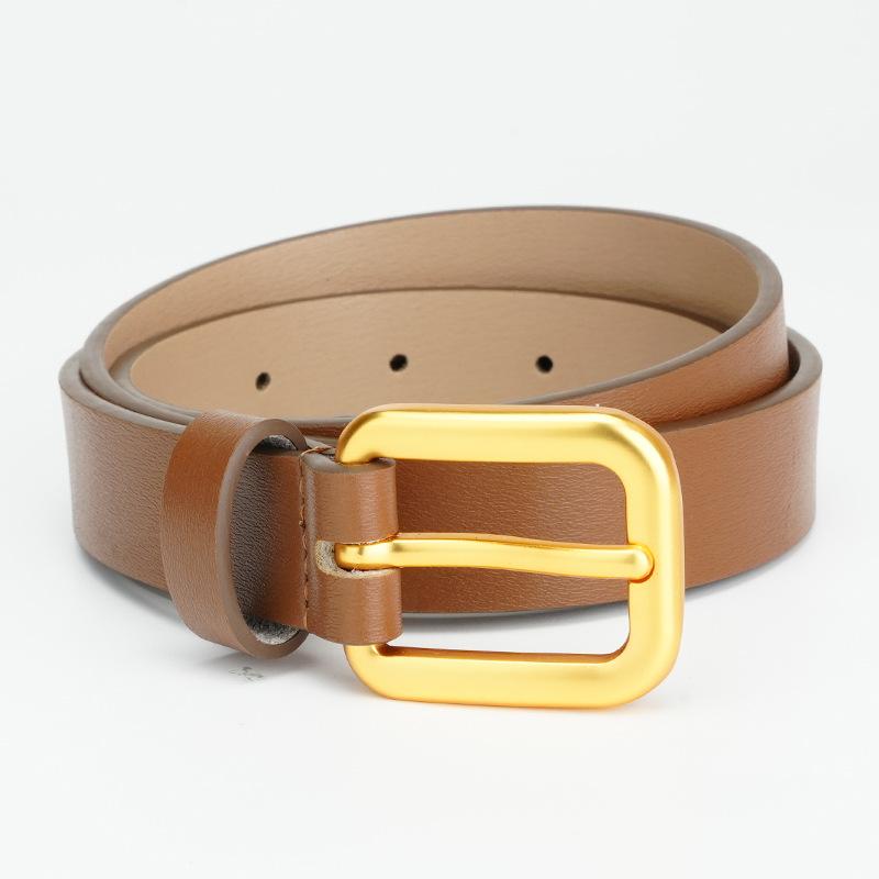 Women's Belt New Double Sided Versatile Dress Decorative Belt Pure Cowhide Smooth Buckle Belt