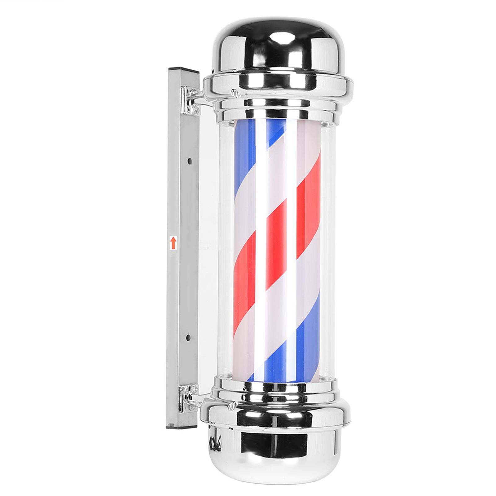 

71 см 28,0 дюймов парикмахерская стойка красный белый синий вращающийся свет полоса знак парикмахерская лампа британская вилка UK Plug