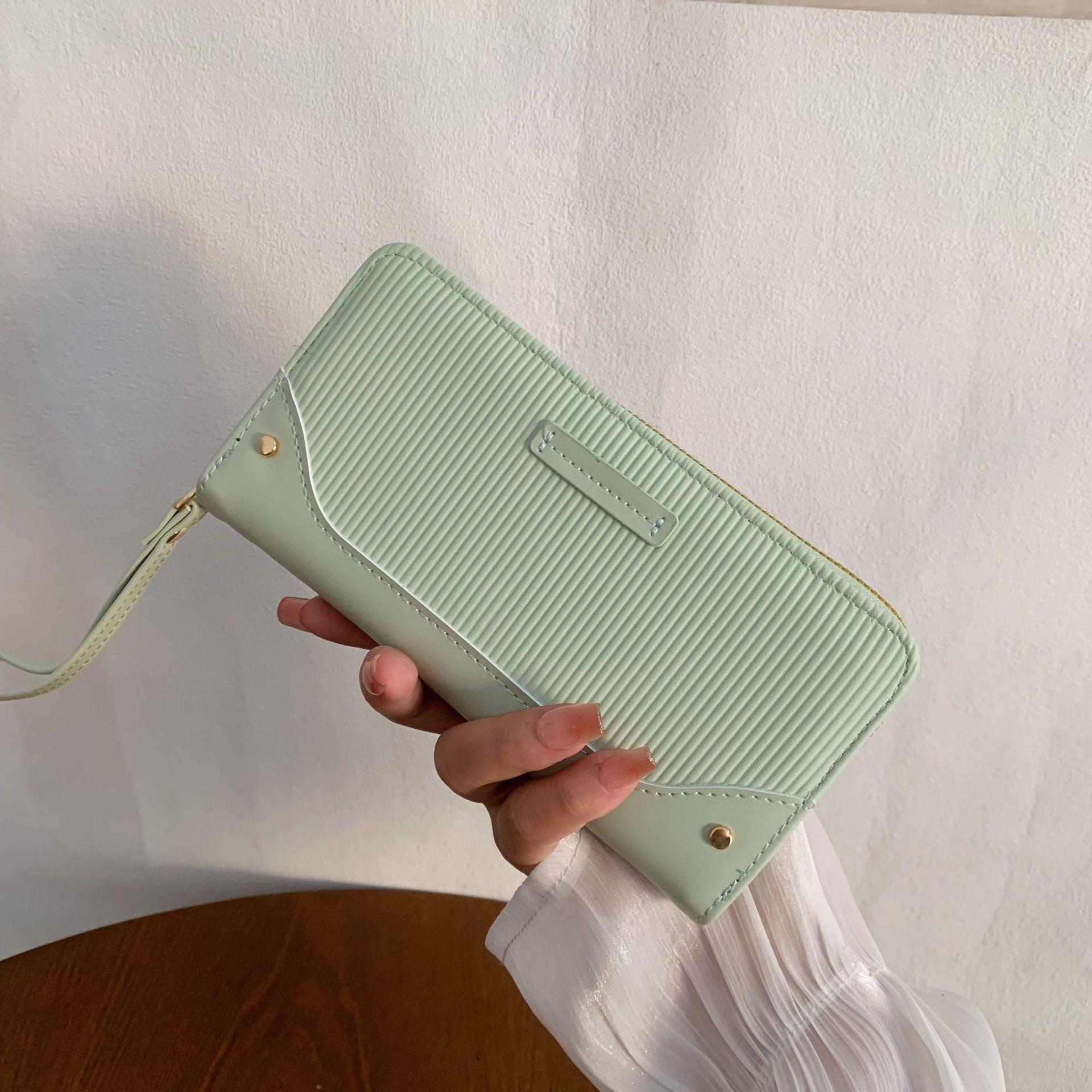 

Весенний новый премиальный кошелек-портмоне большой вместимости для поездок на работу в японском и корейском стиле, длинный женский кошелек для мелочи с множеством отделений для карт светло-зеленый