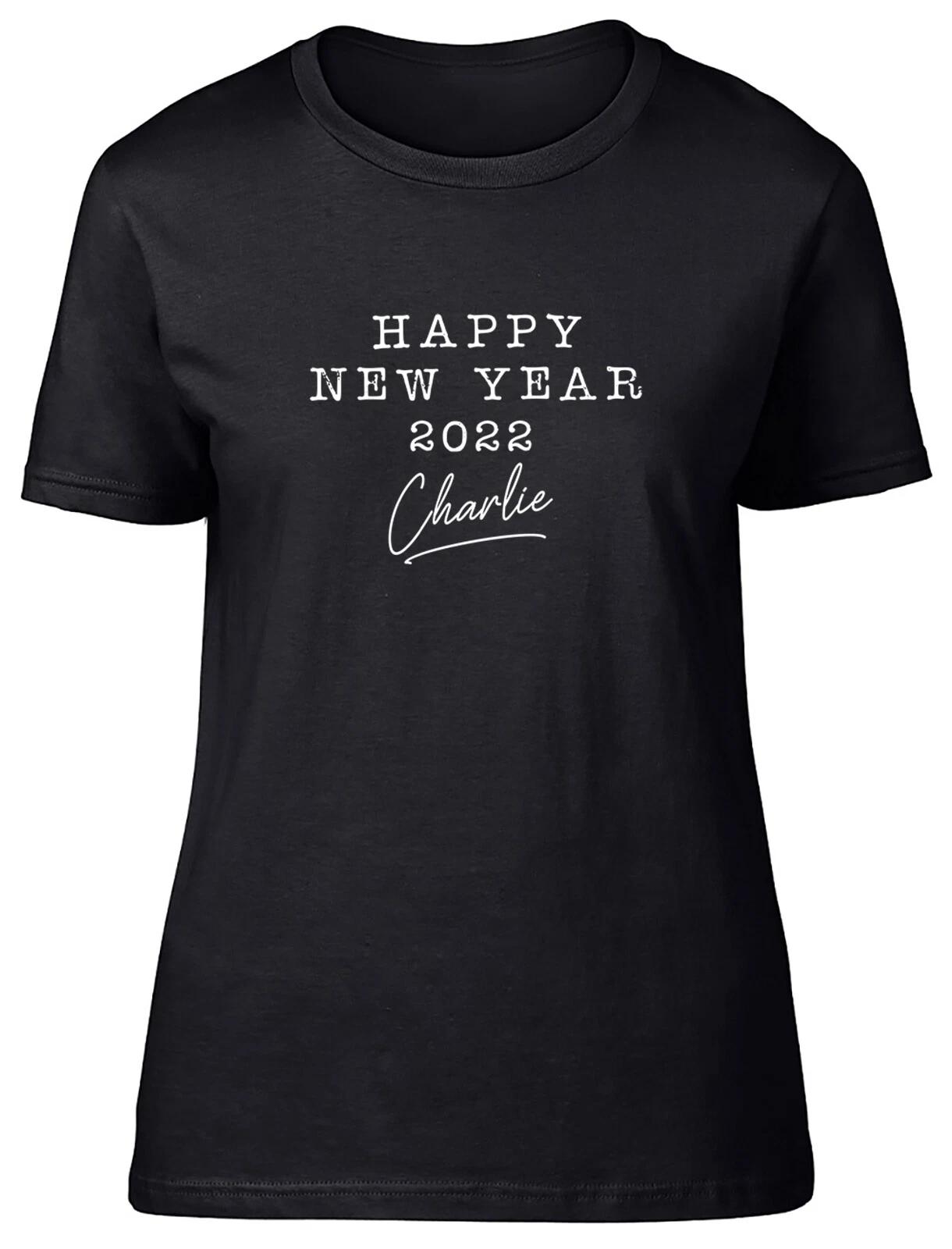 Personalised Happy New year 2022 Fitted Womens Ladies T Shirt M