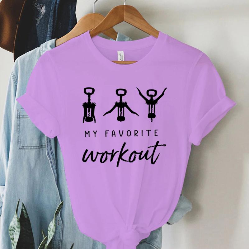 Funny Women Broadcast Gymnastics Tshirt My Favourite Workout Funny Graphic Tee Short Sleeves Casual Harajuku Fashion Tee Shirts