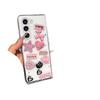 For Samsung Zflip6 Clamshell Folding Screen Mobile Phone Case for Zfold7 Transparent Pink Five-pointed Star Puppy Love