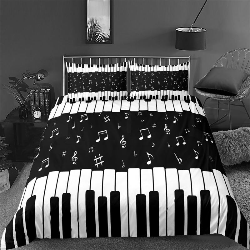 Vintage Guitar Duvet Cover Set Music Theme 2/3Pcs Bedding Set For Kids Teens Adult Microfiber Print Comforter Cover Pillowcase