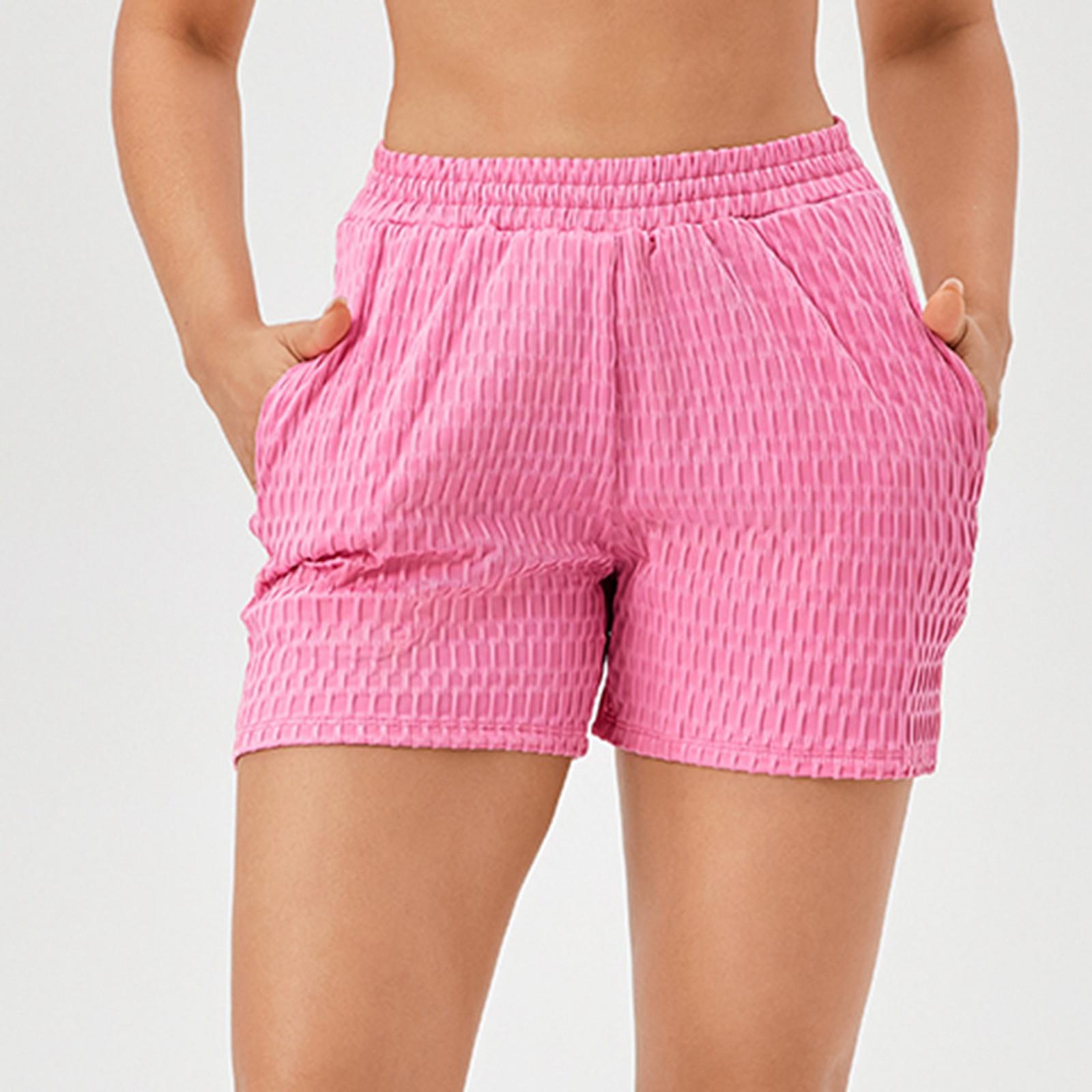 

Байкерские шорты с высокой талией для женщин-спортивные шорты для тренировок, йоги, тренажерного зала и танцев L розовый