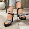 Fashion 2025 Summer Open Toe Women's Sandals Platform Mixed Colors Buckle Strap Chunky Heels Sandals Fashion Plus Size Dress Party Shoes