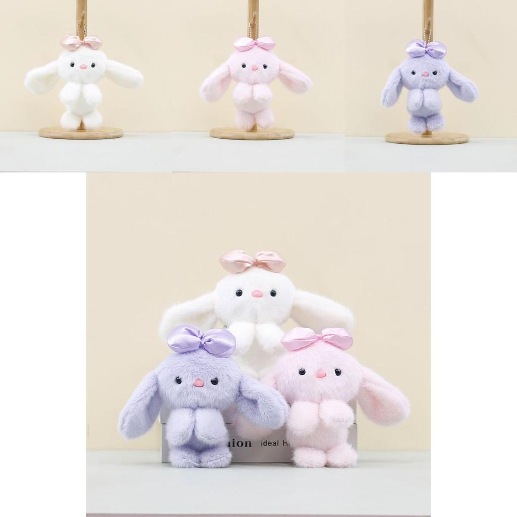 Playful Plush Bunny Keychain Doll Soft Toy With Bow In Beautiful Colors For All Ages
