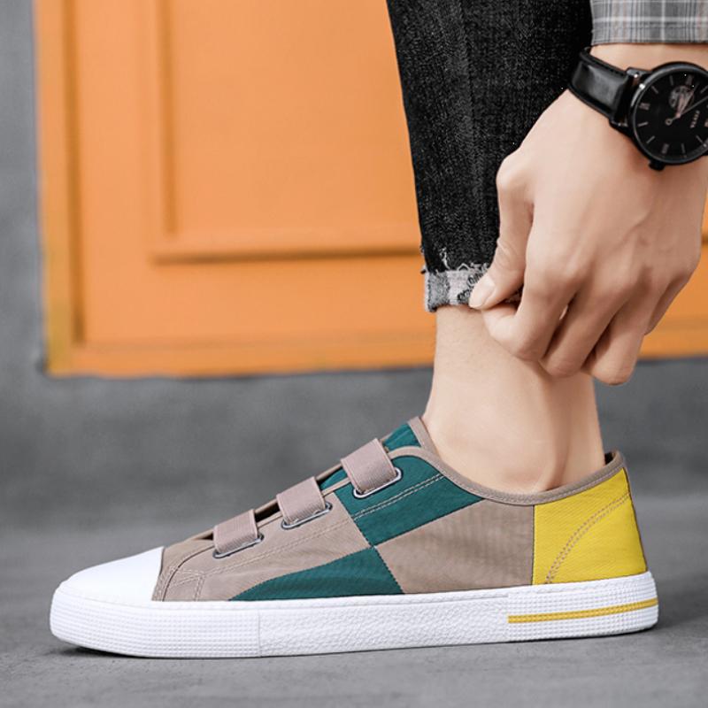 Casual Shoes for Men Retro Style Slip-on Canvas Sneakers Flat Legitimate Elegant Leisure Walking Footwear Offer Common Man Shoe