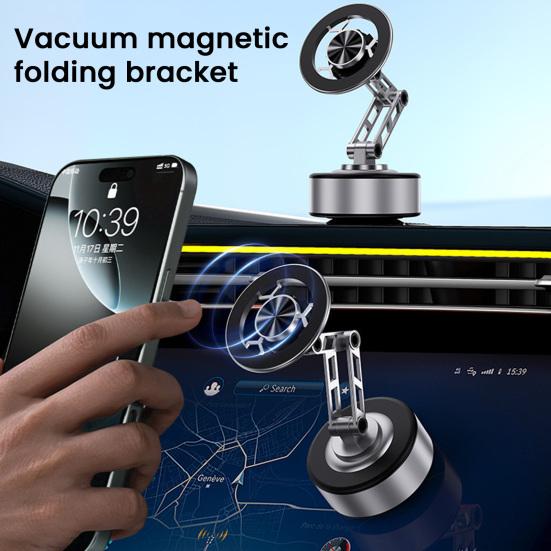Foldable Magnetic Car Phone Holder 360 Degrees Rotatable Vacuum Suction Phone Mount for Dashboard Windshield Hands-Free Navigation Phone Stand