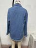 Women's Cross-Border Washed Denim Shirt Jacket - European & American Autumn/Winter Street Style with Frayed Hem