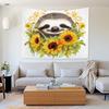 Tranquil Hummingbird Tapestry,Peaceful Green Hummingbird Flying By Pink And White Flowers Print Wall Hanging For Cozy Home Decor