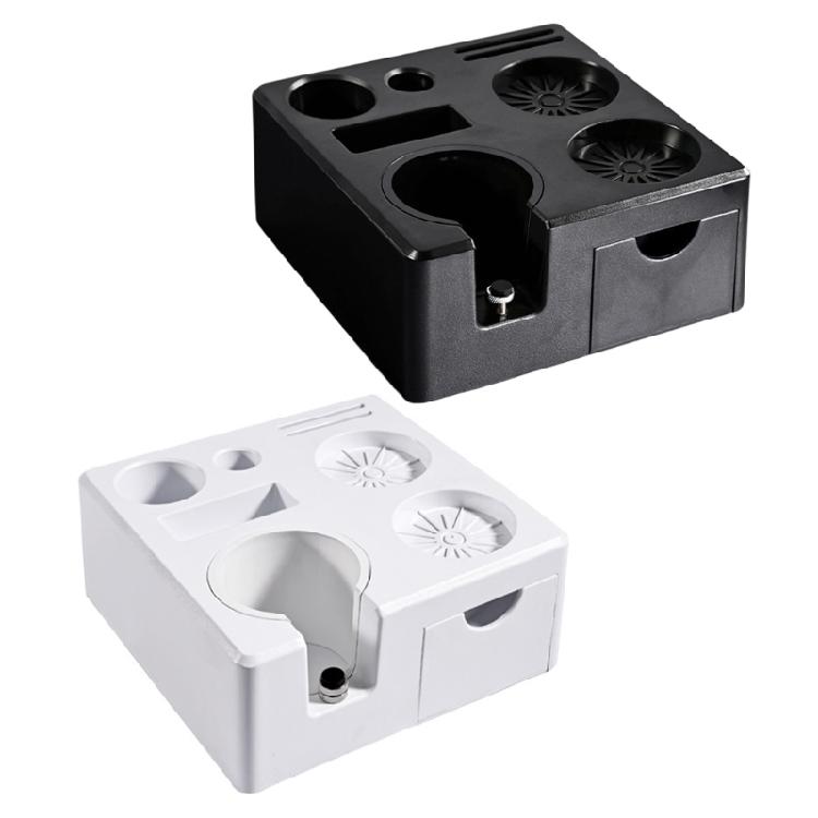 Kitchen Storage Solution Espresso Coffee Tamper Station Stand With Tool Drawer Compartment for 51/54/58mm Portafilter