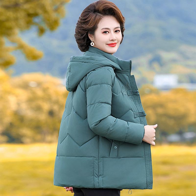 

Модная утепленная хлопковая одежда, одежда для молодых мам, зимняя одежда, утепленные пальто, одежда для бабушек. 5XL зелёный
